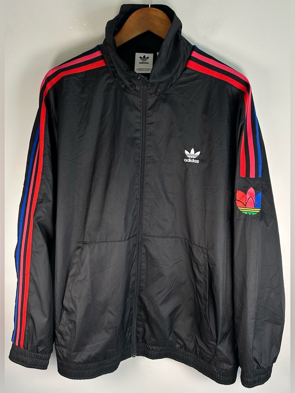 Adidas Originals 3D Trefoil 3-Stripes Men’s Track Jacket Size XL Black Red Logo